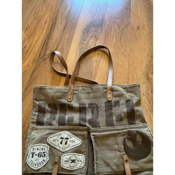 Loungefly Star Wars Rebel Alliance Canvas Tote Bag Leather Straps - Picture 5 of 8